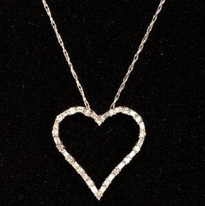 Diamond Heart 10k White Gold Necklace